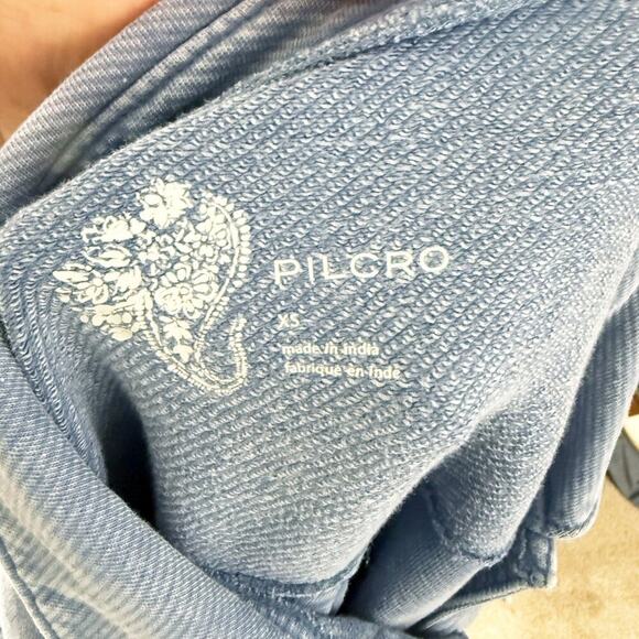 Anthro Pilcro Blue Garment Dyed Long Sleeve Button Front Top Sz XS 100% Cotton - Picture 5 of 7